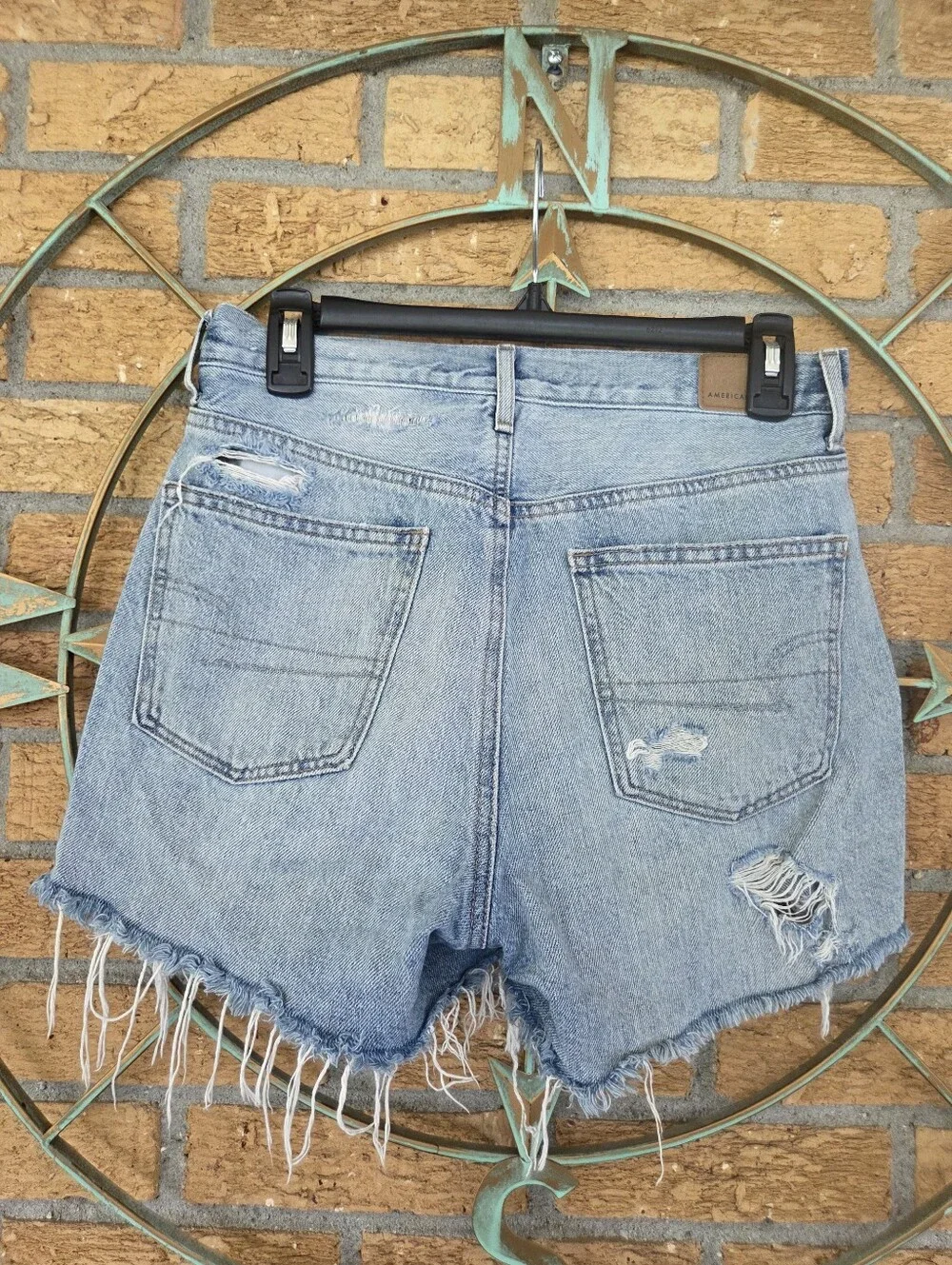 American Eagle 90's Boyfriend Distressed Button Fly Baggy Denim Shorts Size 2